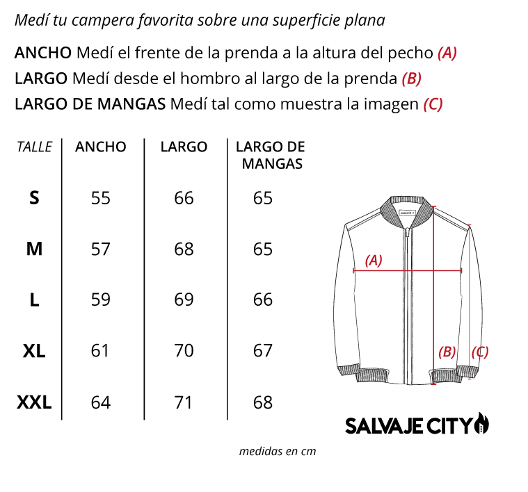 Tabla de talles campera jordan